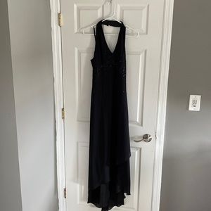 Black beaded halter dress